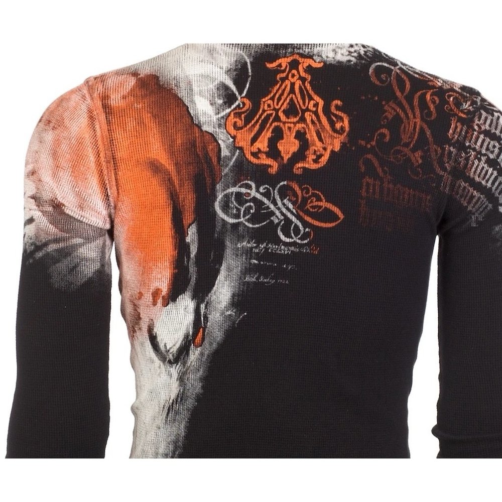 ARCHAIC by AFFLICTION Men's Long Sleeve THERMAL Shirt NIGHTWATCHER Biker Black - Picture 8 of 8